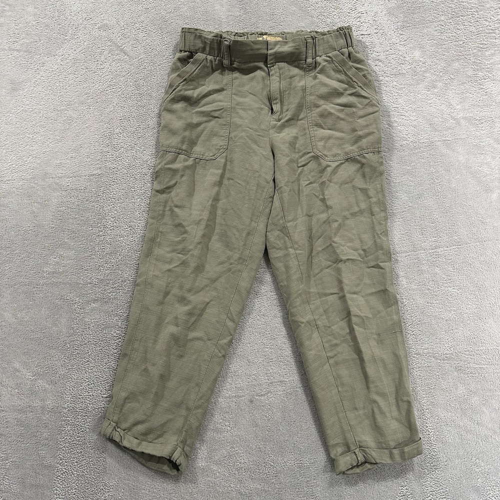 Democracy Cotton Blend Pants Women 6 Green Relaxed Lounge Boho Casual